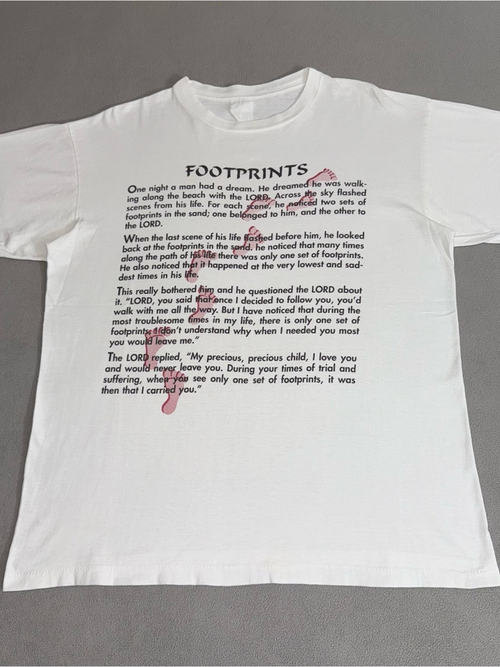 Vintage Footprints in the Sand Jesus T-shirt XL Christian Poem God Quote Art 90s